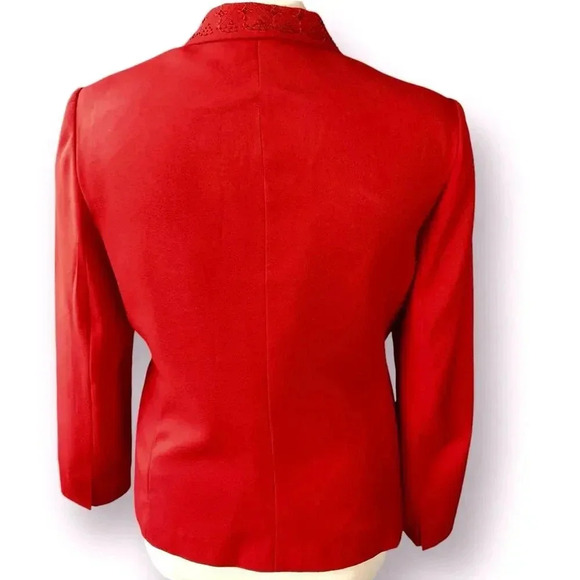NYP Suits Vintage Blazer Buttoned Suit Jacket Size 14 Embroidered Beaded Red - Picture 2 of 15